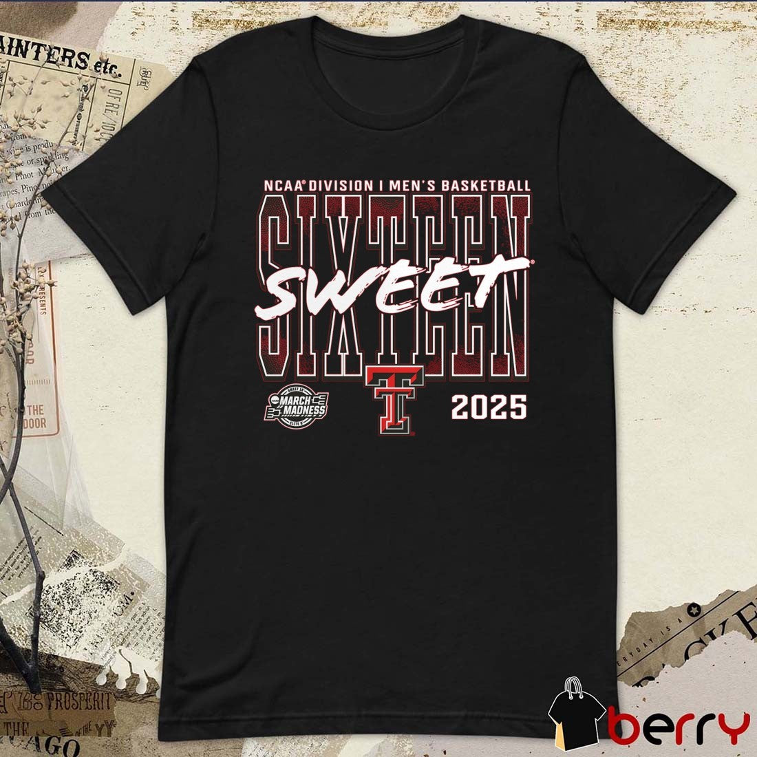 Texas Tech Red Raiders NCAA Division I Men’s Basketball Tournament March Madness Sweet Sixteen 2025 Graphic t-shirt