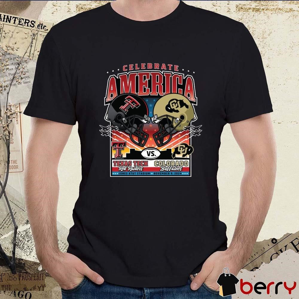 Texas Tech Red Raiders Vs Colorado Buffaloes Helmet Celebrate America Jones AT&T Stadium Nov 9 2024 t-shirt
