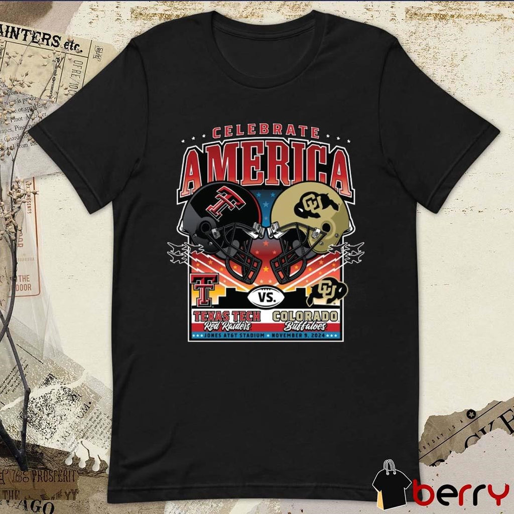 Texas Tech Red Raiders Vs Colorado Buffaloes Helmet Celebrate America Jones AT&T Stadium Nov 9 2024 t-shirt