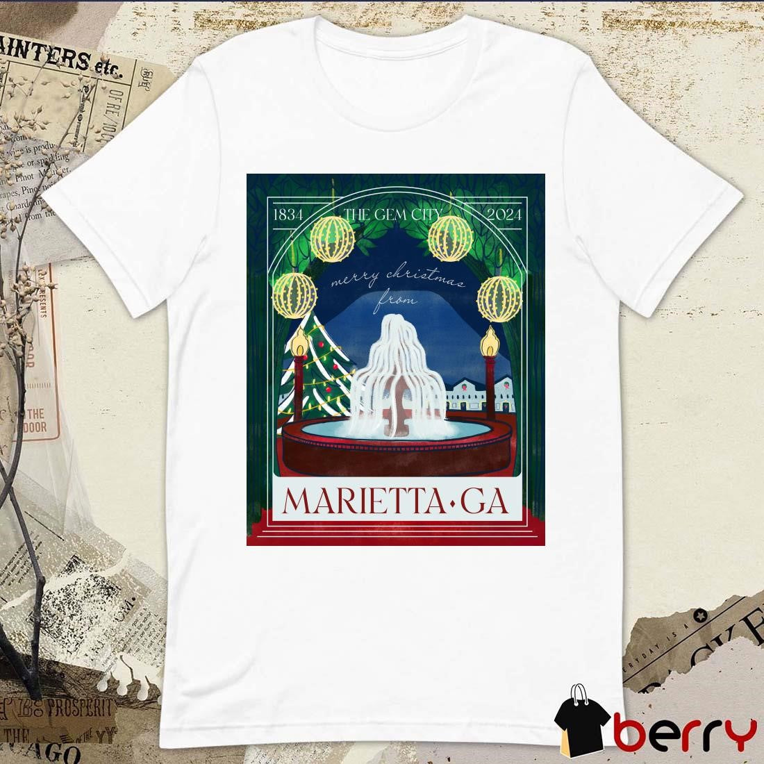 The Gem City Merry Christmas From Marietta GA 1834 – 2024 Poster t-shirt
