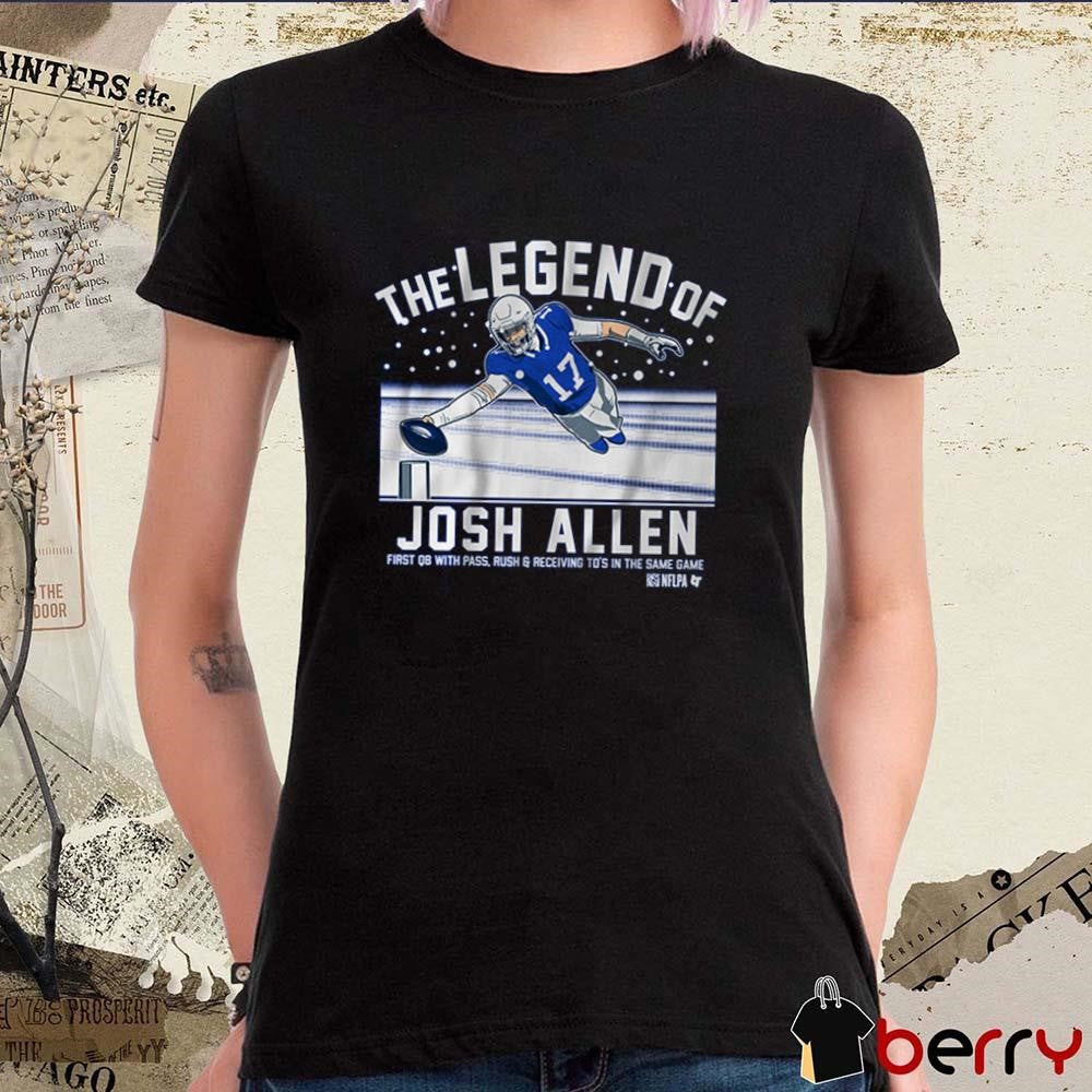 The Legend Of Josh Allen First QB With Pass Rush And Receiving TD’s In The Same Game Buffalo Bills t-shirt