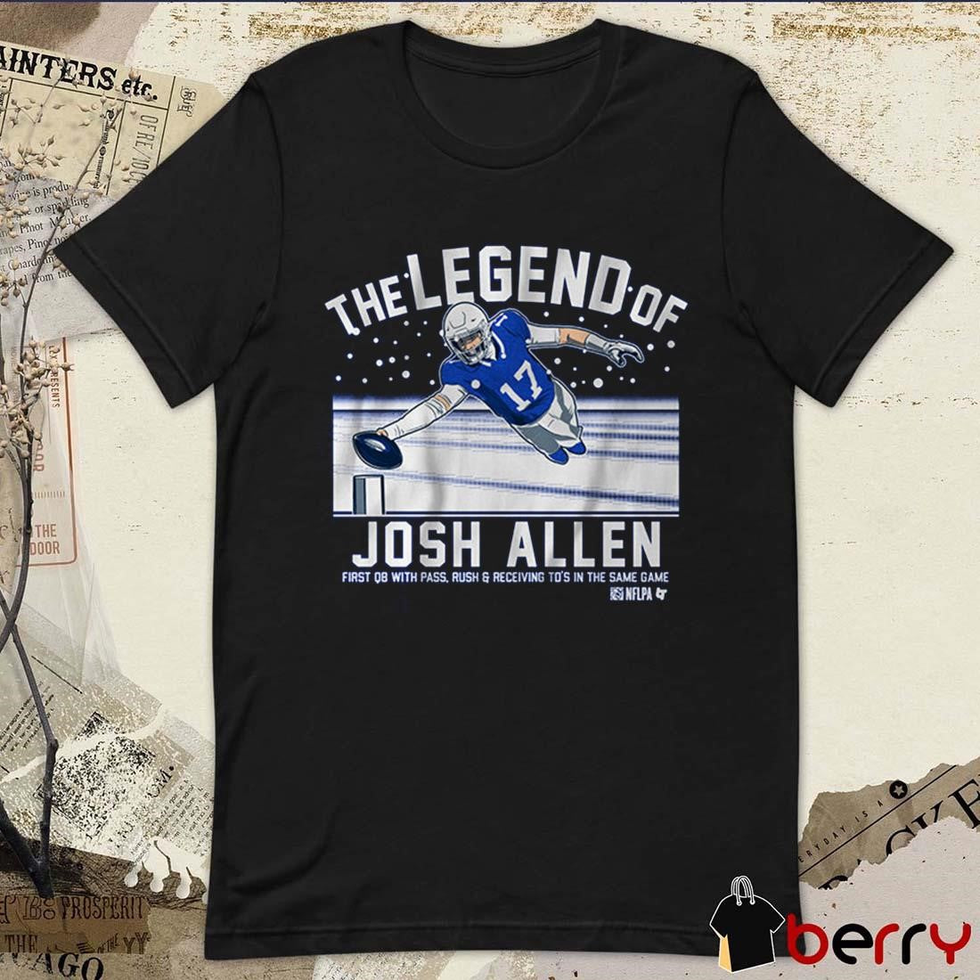 The Legend Of Josh Allen First QB With Pass Rush And Receiving TD’s In The Same Game Buffalo Bills t-shirt