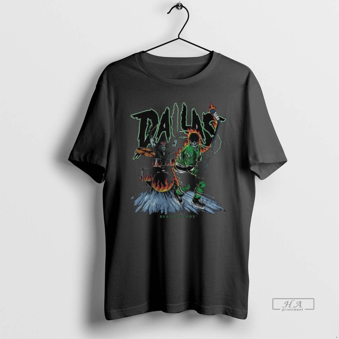 Official Trendy Dallas Stars Hockey Skeleton Dead Threads 2025 Long Sleve