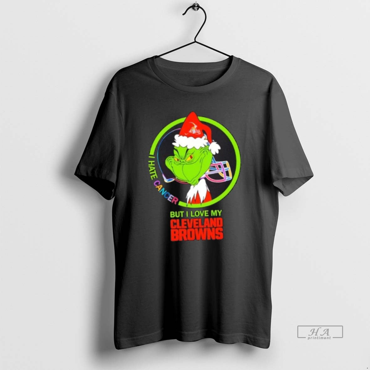 Official Trendy Grinch I Hate Cancer But I Love My Cleveland Browns Football
