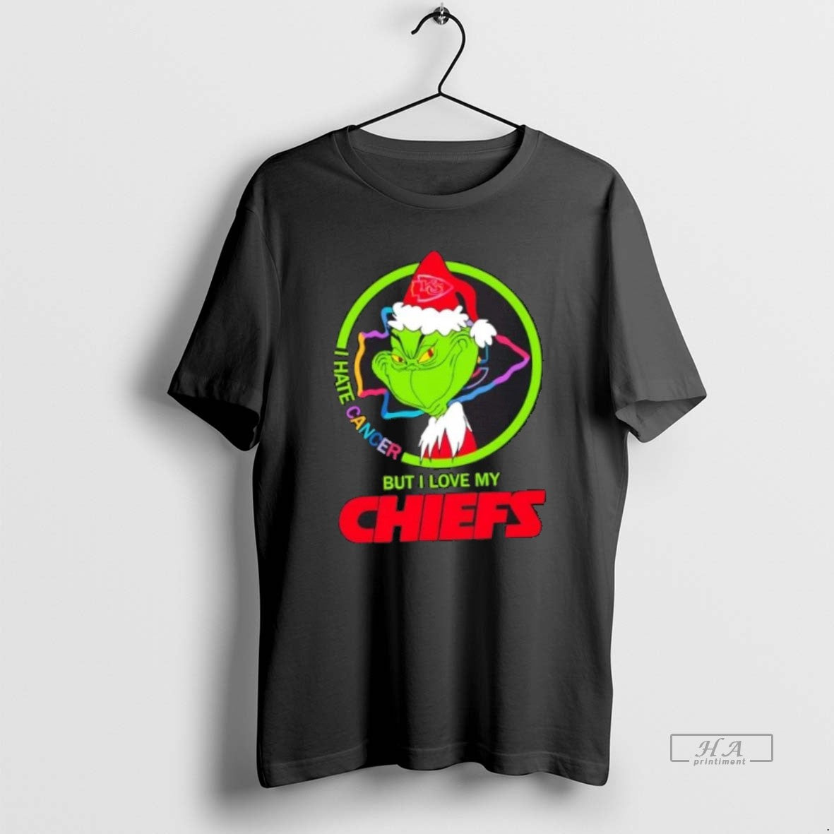 Official Trendy Grinch I Hate Cancer But I Love My Kansas City Chiefs Football Tee