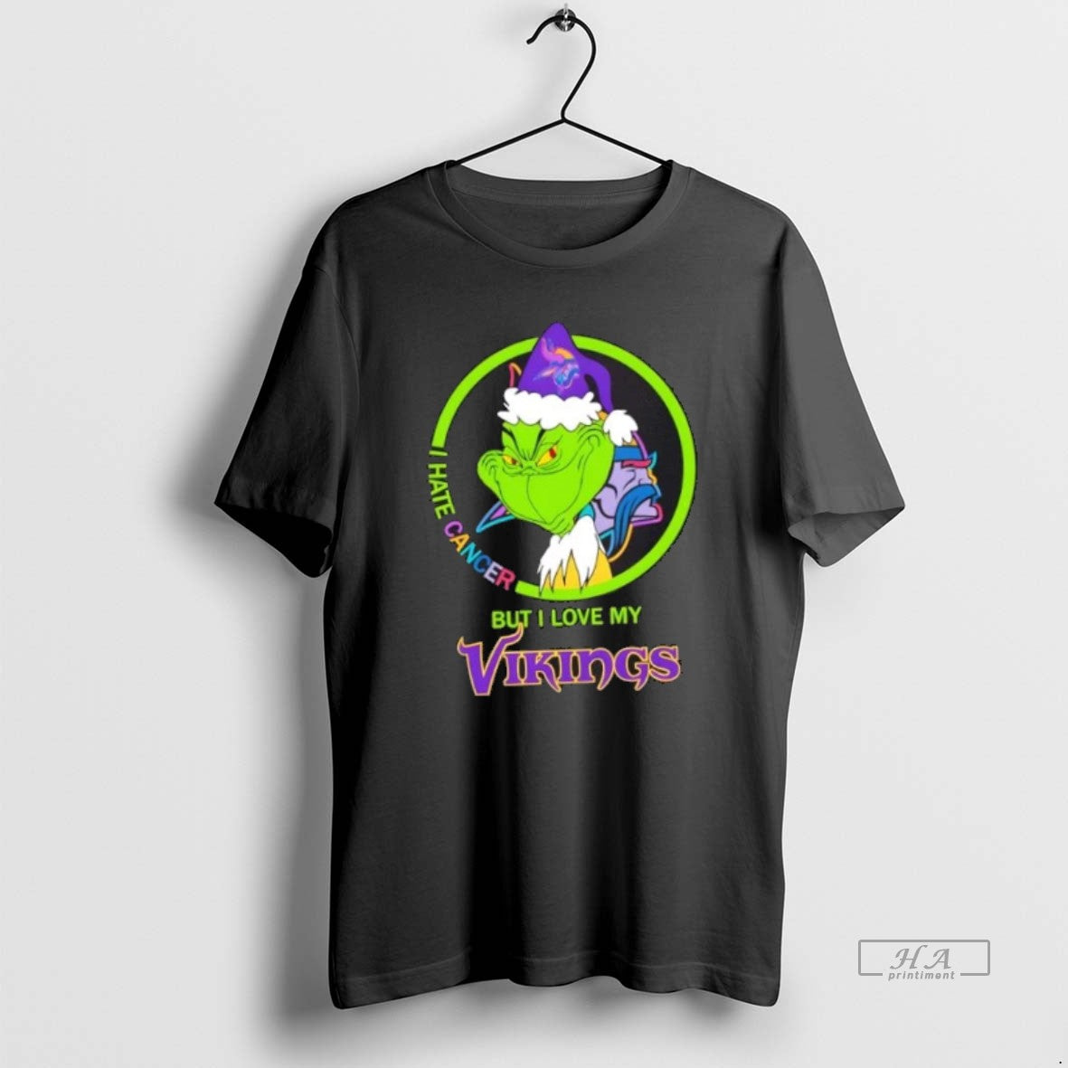 Official Trendy Grinch I Hate Cancer But I Love My Minnesota Vikings Football