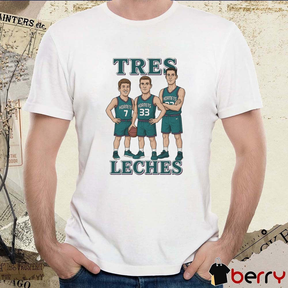 Tres Leches Charlotte Hornets Damion Baugh, Alonzo Mourning and Tre Mann Caricatures t-shirt