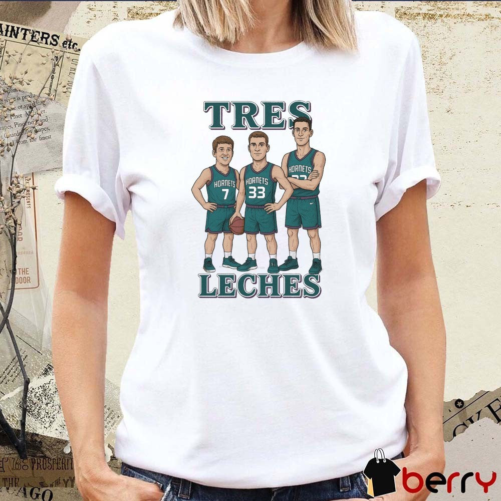 Tres Leches Charlotte Hornets Damion Baugh, Alonzo Mourning and Tre Mann Caricatures t-shirt