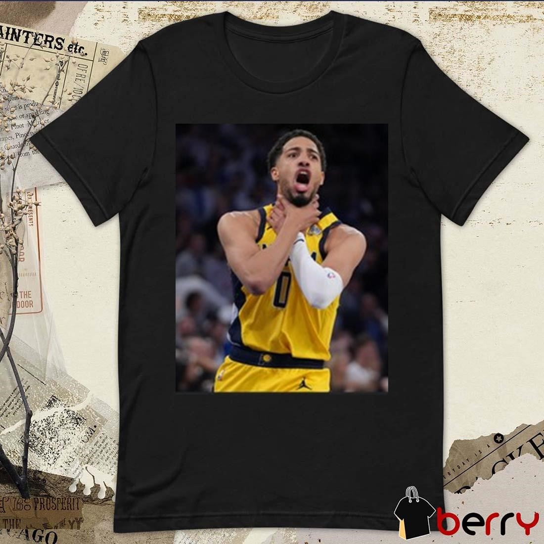 Tyrese Haliburton Does the Choke Sign After Insane Shot to Force OT vs. Knicks Poster t-shirt