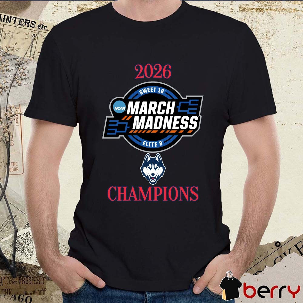 UConn Huskies 2026 NCAA Women’s March Madness Sweet 16 Elite 8 Champions Logo t-shirt