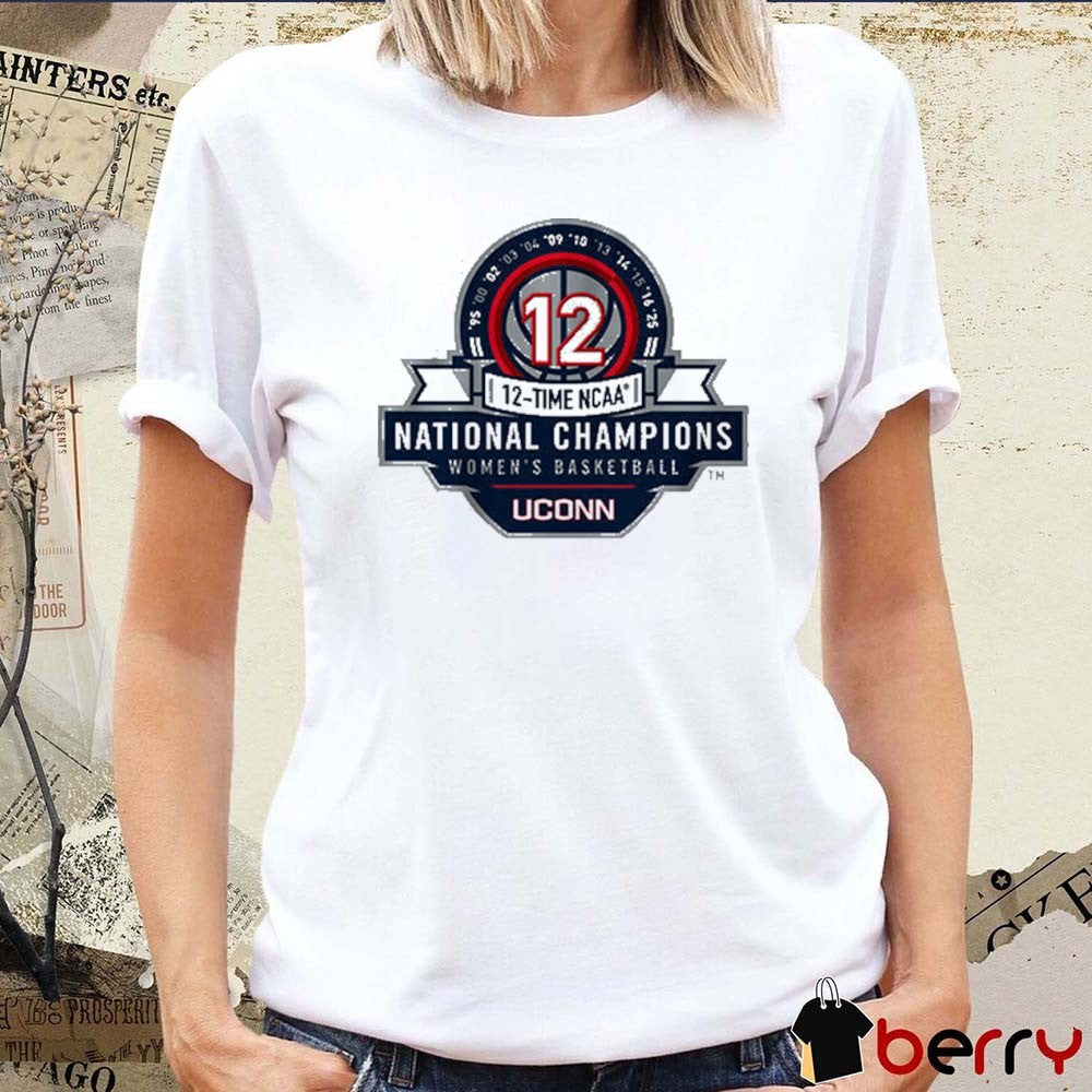 UConn Huskies Women’s Basketball 12x Time NCAA National Champions Logo Win South Carolina Gamecocks t-shirt