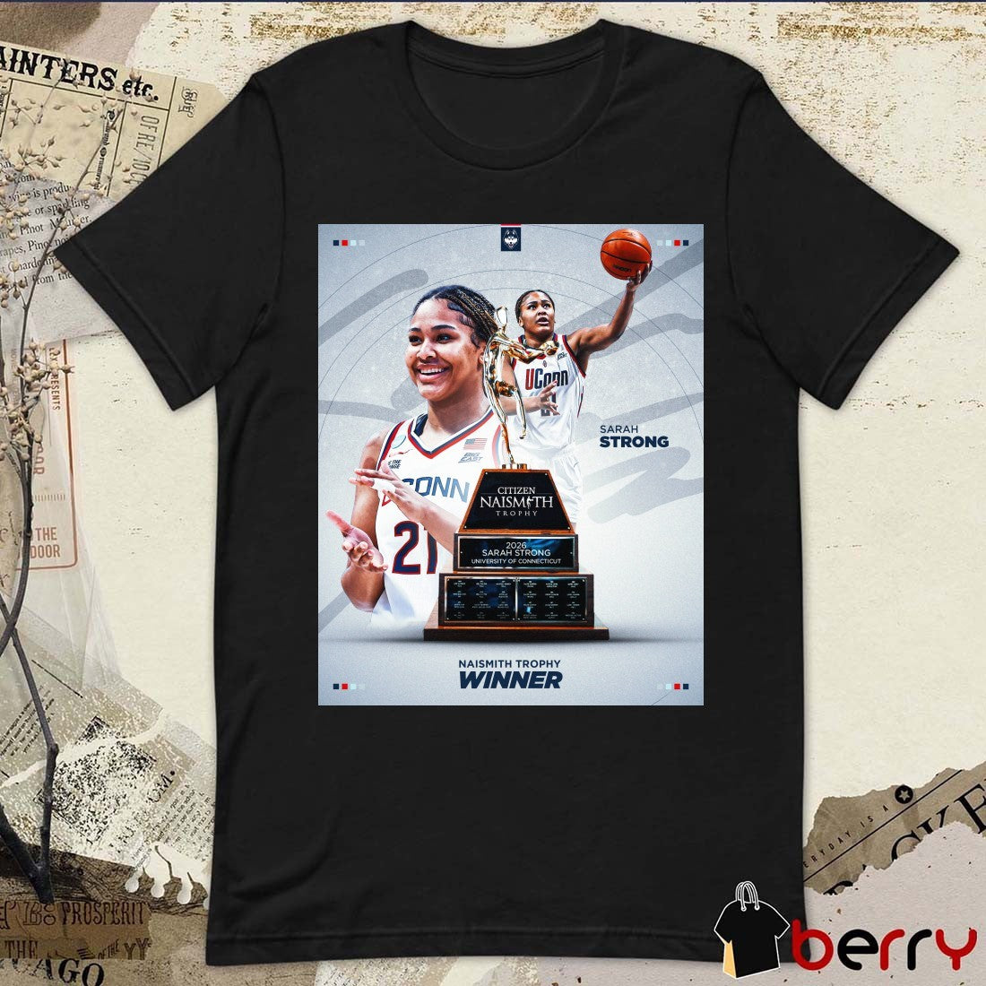 UConn Huskies Women’s Basketball Sarah Strong 2026 Naismith Trophy Winner Poster t-shirt