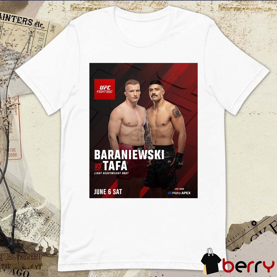 UFC Fight Night Baraniewski Vs Tafa Light Heavyweight Bout June 6 2026 Poster t-shirt