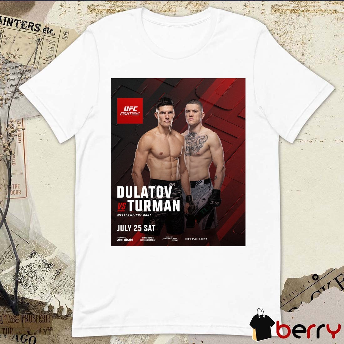 UFC Fight Night Dulatov Vs Turman Welterweight Bout July 25 2026 Poster t-shirt