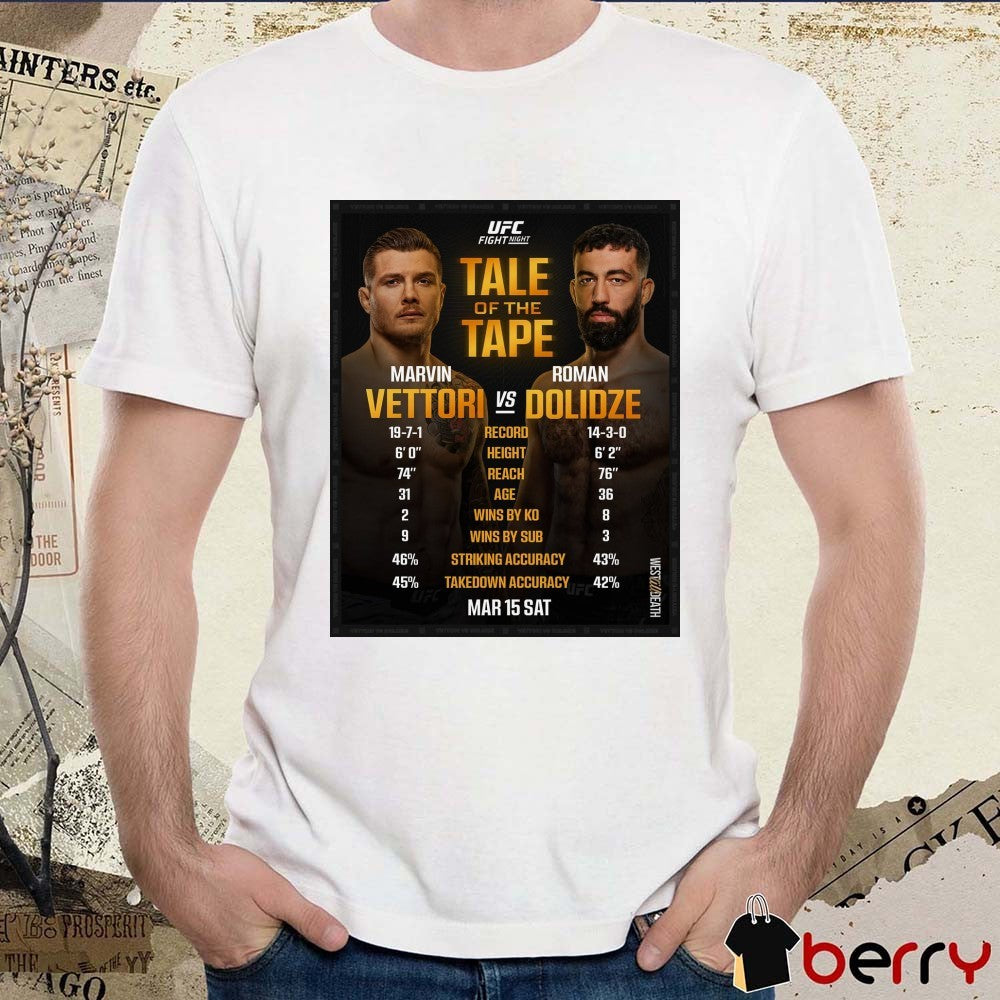 UFC Fight Night Tale Of The Tape Marvin Vettori Vs Roman Dolidze March 15 2025 Saturday West Till Death Poster t-shirt
