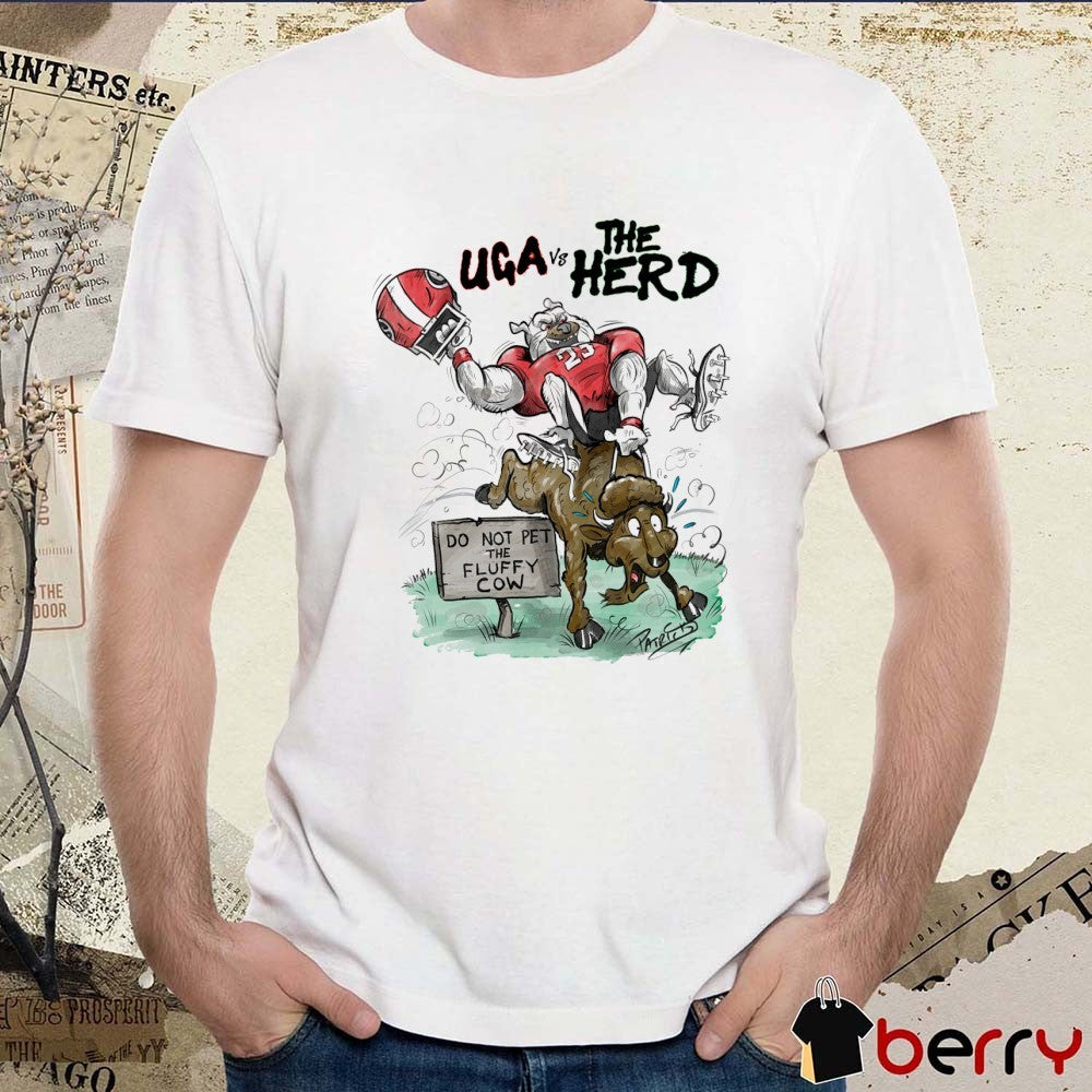 UGA Georgia Bulldog Vs The Herd Do Not Pet The Fluffy Cow Mascot Patrick Carlson t-shirt