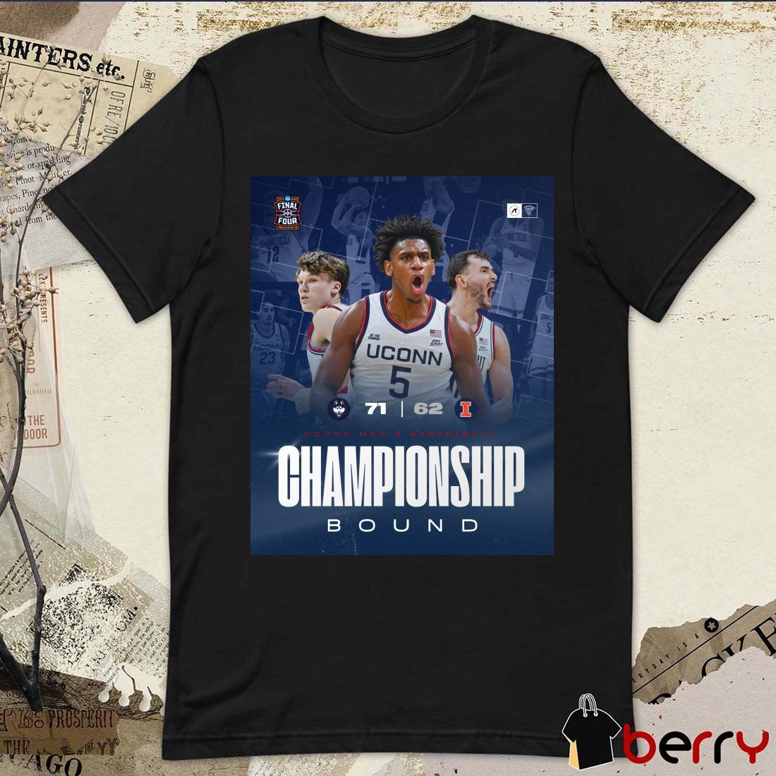 Uconn Vs Illinois Final Score 71 – 62 Men’s Basketball Championship Bound Poster t-shirt