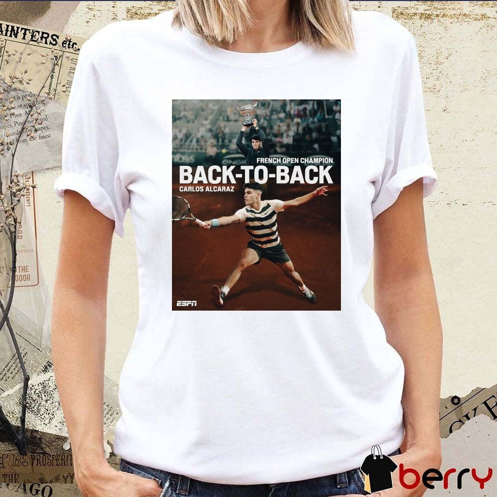 VAMOS Carlos Alcaraz French Open Champion Back-To-Back 2025 Poster t-shirt