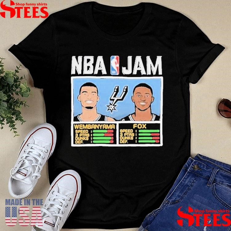 Victor Wembanyama And De’aaron Fox Nba Jam San Antonio Spurs Shirts