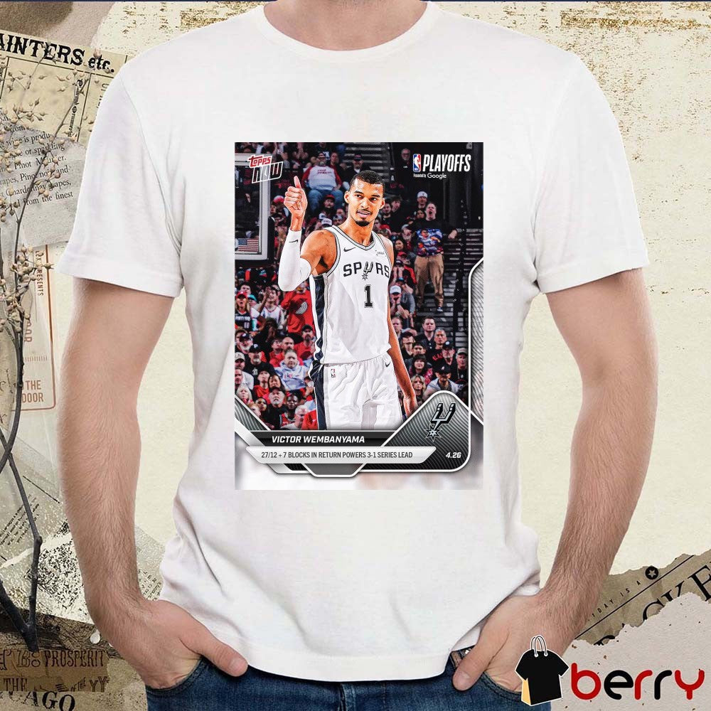 Victor Wembanyama San Antonio Spurs 2025-26 NBA Topps NOW Poster t-shirt