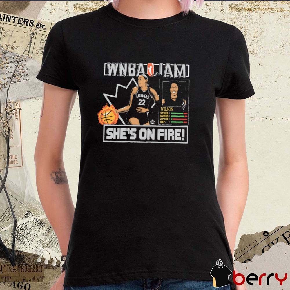WNBA Jam She’s On Fire Las Vegas Aces Basketball A’ja Wilson 2025 t-shirt