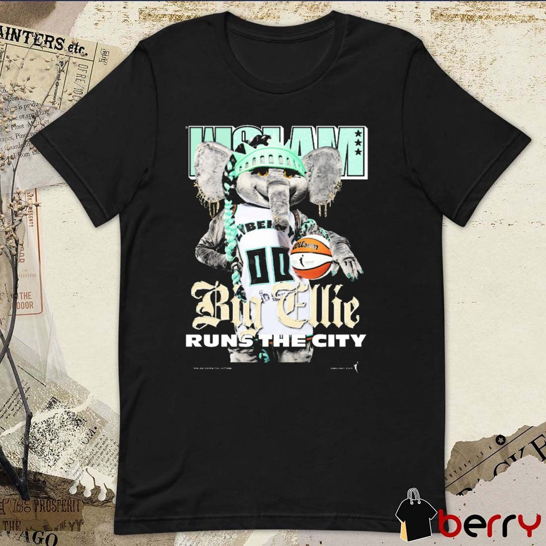 WSLAM Cover Big Ellie The Elephant Run The City New York Liberty 2025 t-shirt