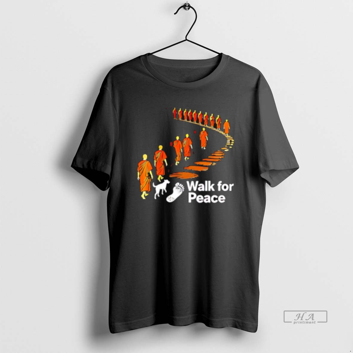 Official Walk For Peace Graphic Of Monks And Dog T-Shirts, Hoodie, Sweatshirt | CiraTrend.com