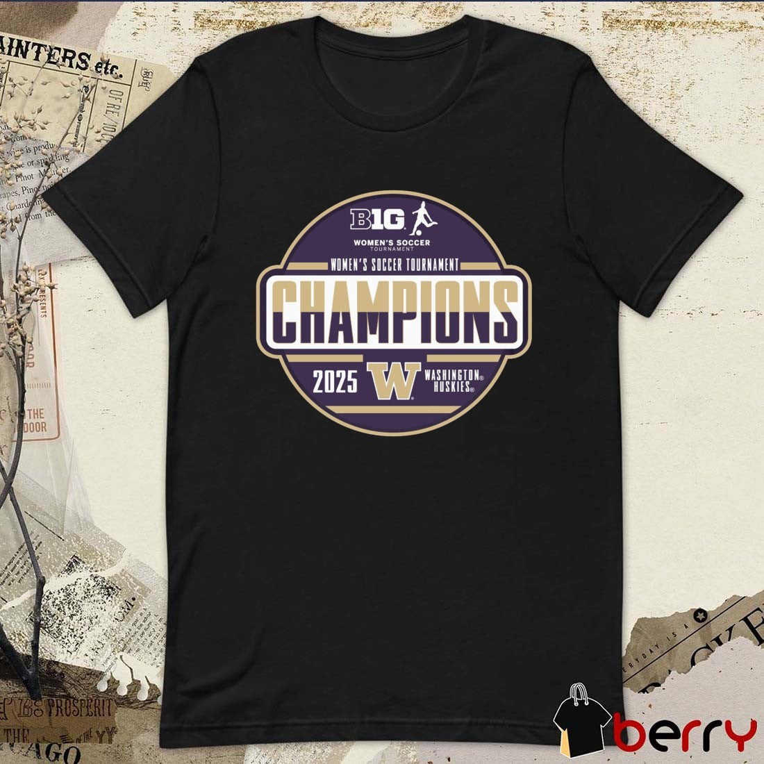 Washington Huskies 2025 NCAA Big Ten Women’s Soccer Tournament Champions Locker Room t-shirt