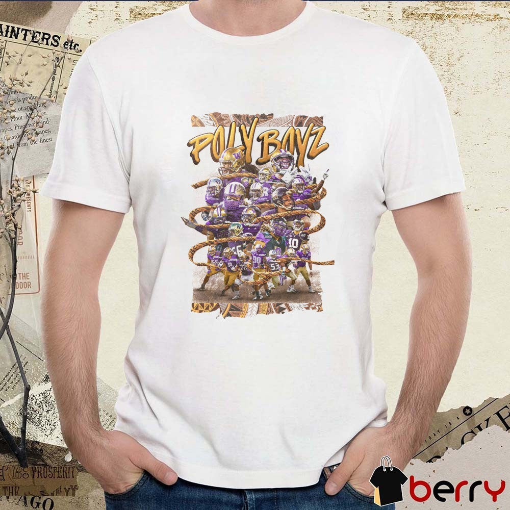 Washington Huskies Football Poly Boyz Say Who Project Cream Graphic t-shirt