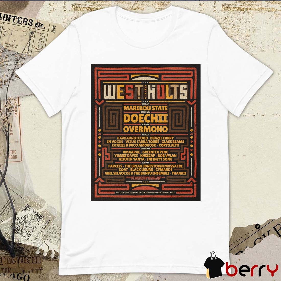 West Holts Friday Maribou State Saturday Doechii Overmono Friday Badbadnotgood Denzel Curry Poster t-shirt