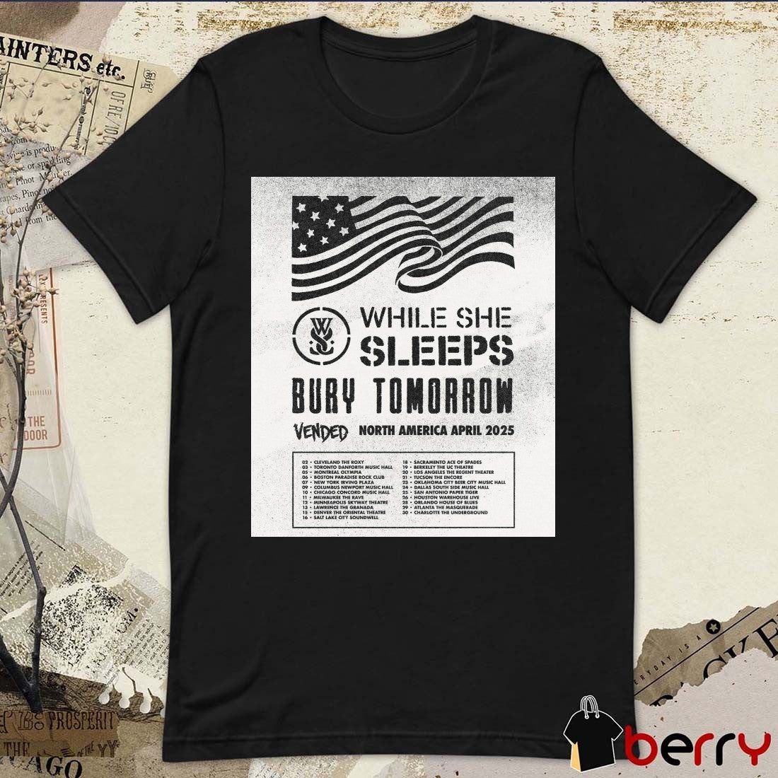 While She Sleeps Bury Tomorrow Vended North America April 2025 02 Cleveland The Roxy Poster t-shirt