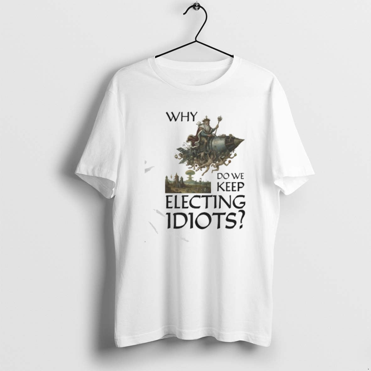 Official Why Do We Keep Electing Idiot King Graphic T-Shirts, Hoodie, Sweatshirt | CiraTrend.com