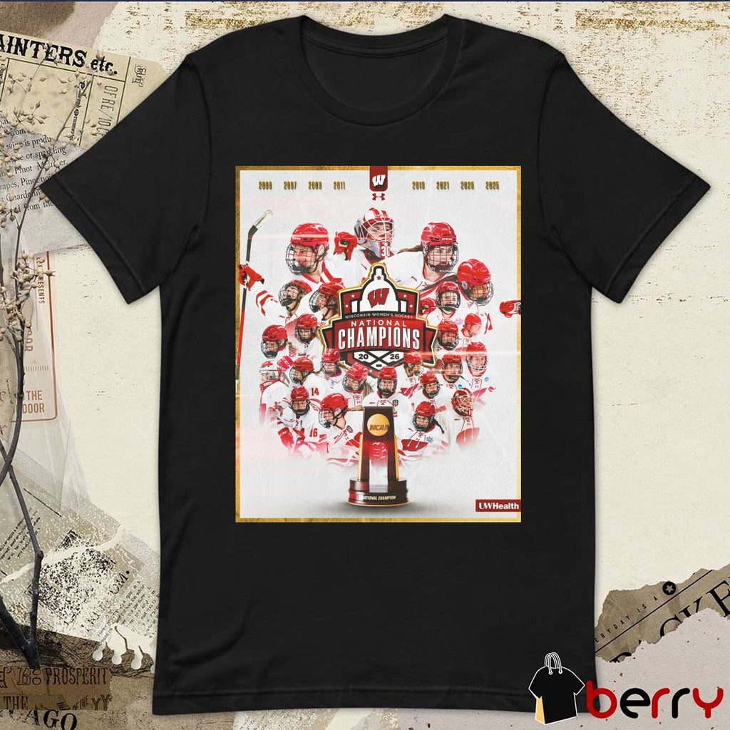 Wisconsin Badgers Women’s Hockey National Champions 2006 – 2026 Poster t-shirt