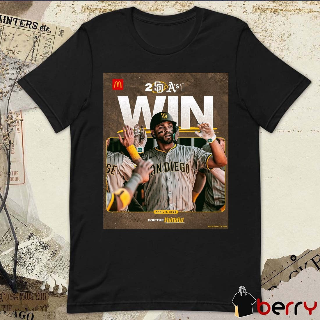 Xander Bogaerts San Diego Padres Win Athletics Final Score 2 – 1 Apr 9 2025 For The Faithful Poster t-shirt