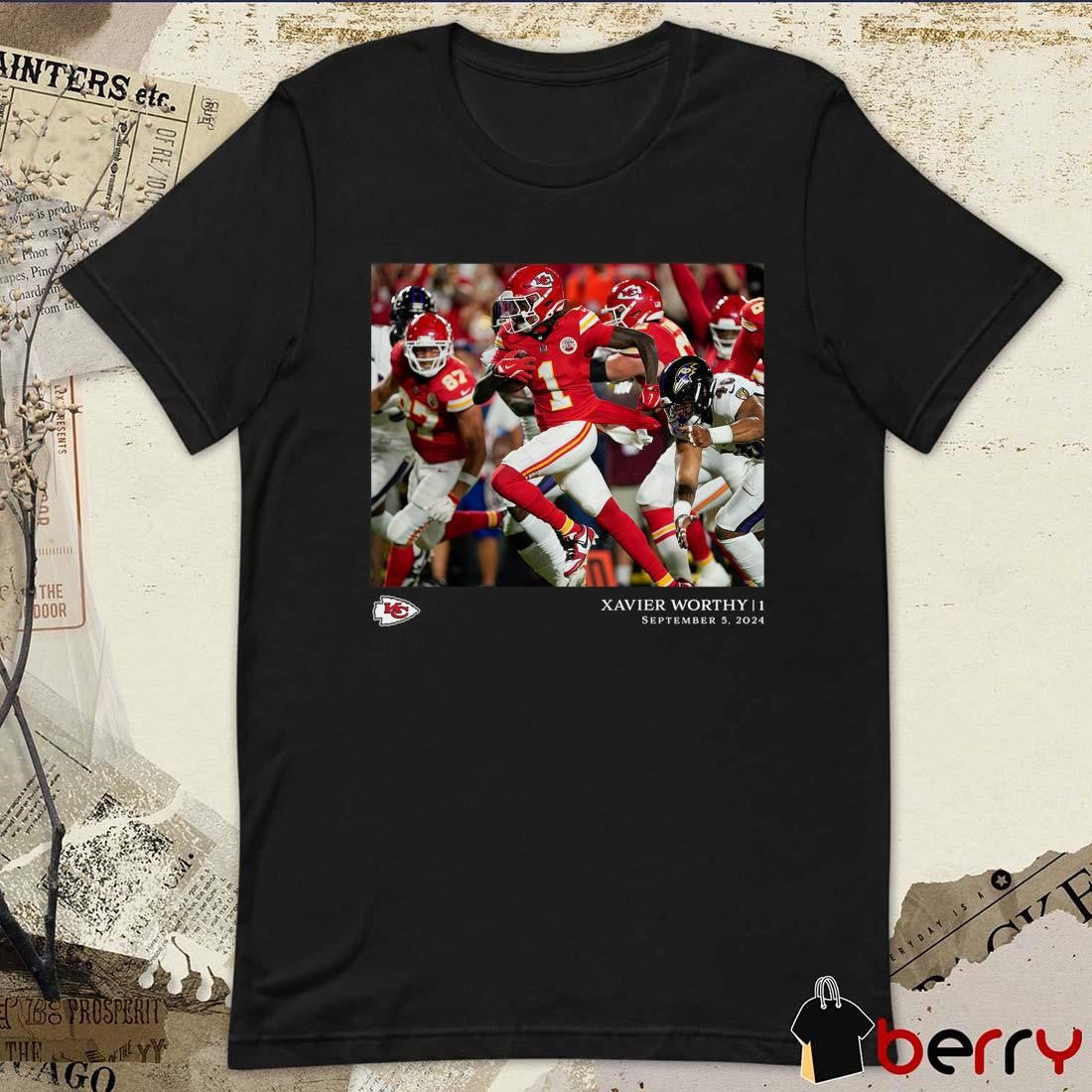 Xavier Worthy Kansas City Chiefs NFL Flash Features Week Sept 5 2024 t-shirt