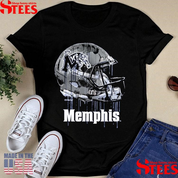Youth Vive La Fete Navy Memphis Tigers Dripping Football Helmet Shirts