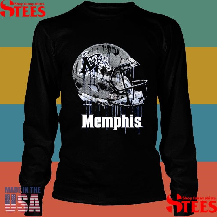 Youth Vive La Fete Navy Memphis Tigers Dripping Football Helmet Shirts