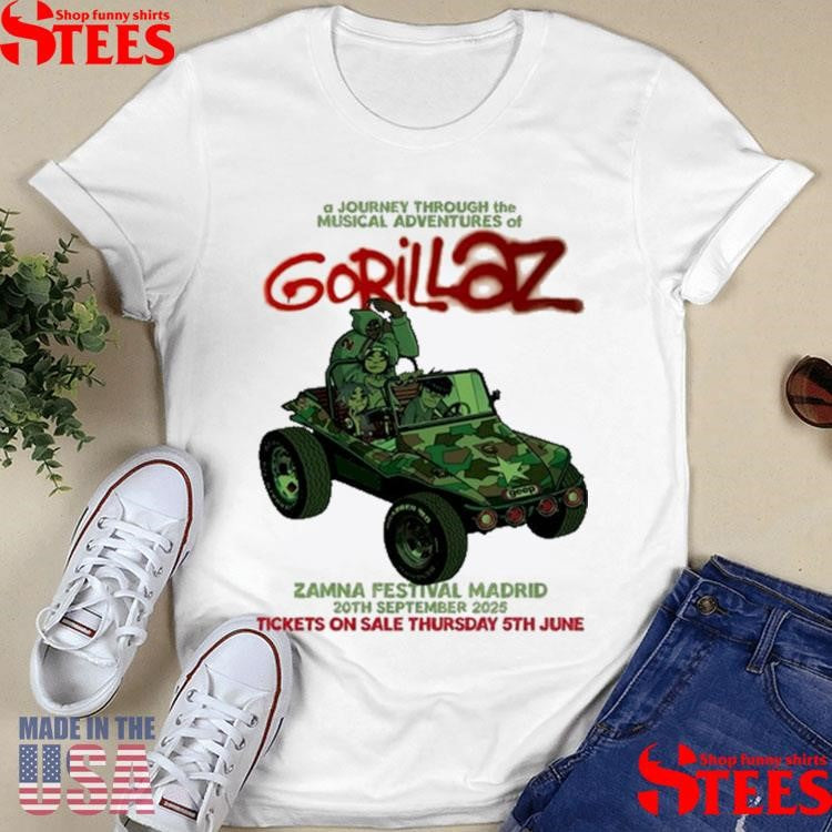 Zamna Festival Madrid Gorillaz Tour 2025 Shirts