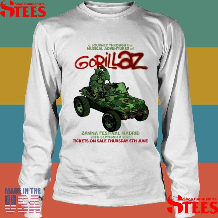 Zamna Festival Madrid Gorillaz Tour 2025 Shirts