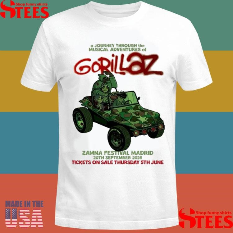 Zamna Festival Madrid Gorillaz Tour 2025 Shirts