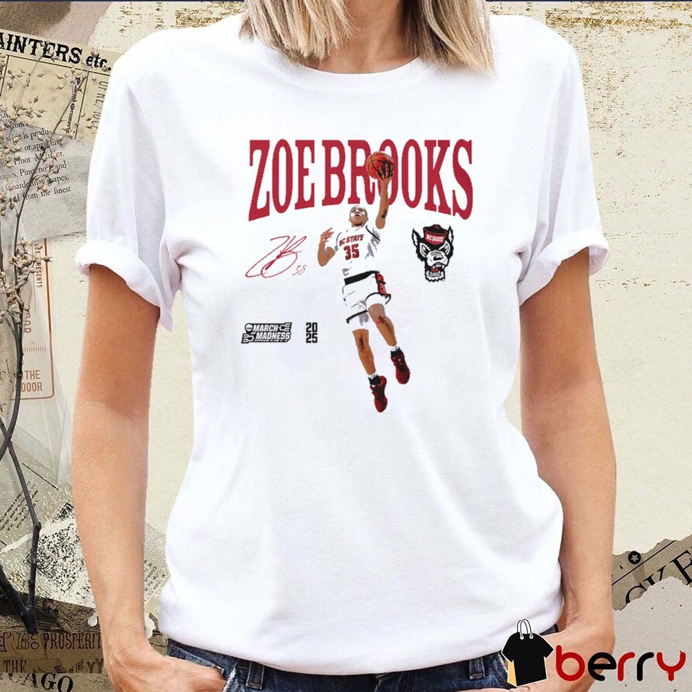 Zoe Brooks NC State Wolfpack Basketball NCAA March Madness 2025 Logo Signature t-shirt