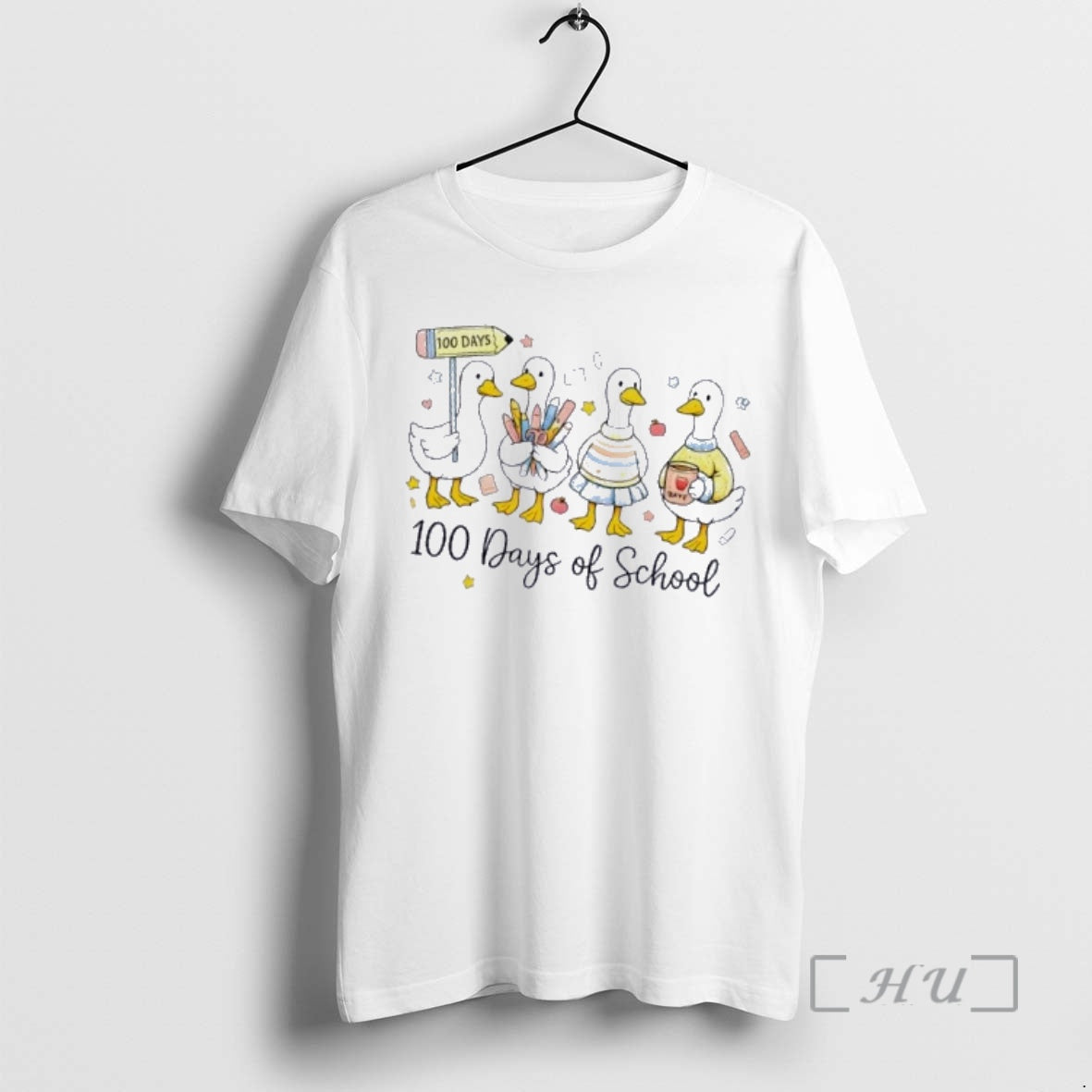 Officials 100 Days Of School Ducks Cute Goose Teacher 100th Day Premium T Shirts Sweater Hoodie, Sweatshirt | CiraTrend.com