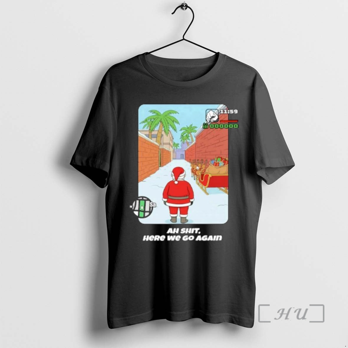 Officials Gta Santa Here We Go Again Funny Christmas Ornaments T-Shirts, Hoodie, Sweatshirt | CiraTrend.com