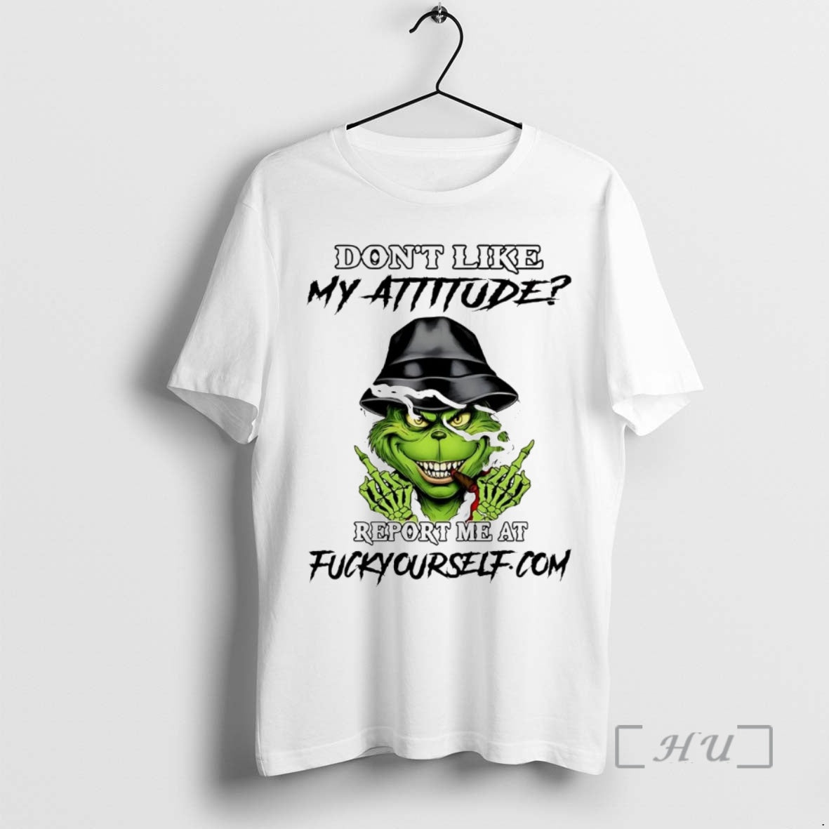 Officials Grinch Dont Like My Attitude Report Me At Fuck Yourself Christmas Premium T Shirts Hoodie, Sweatshirt