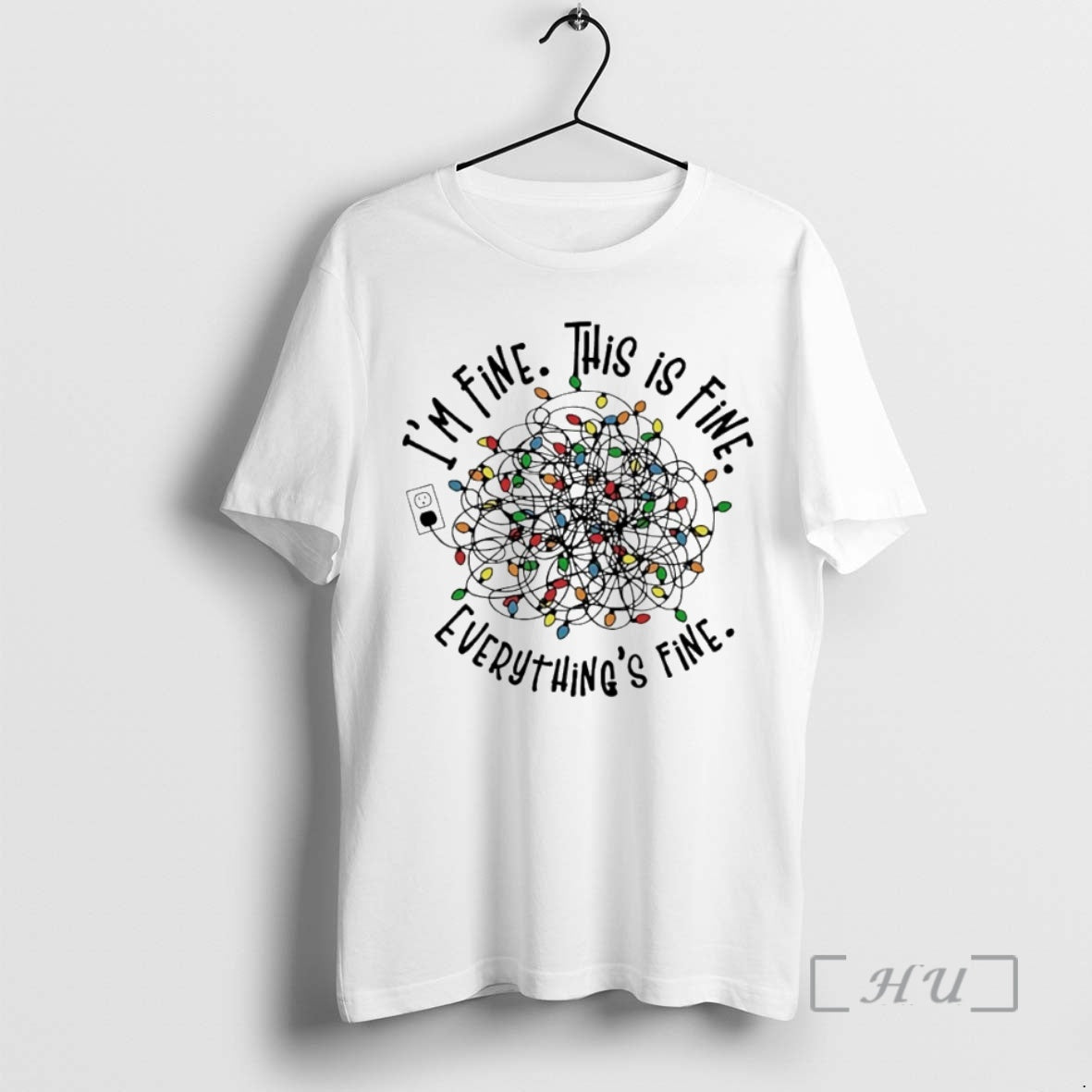 Officials Im Fine This Is Fine Everything Is Fine Christmas Lights Circle Premium T Shirts Hoodie, Sweatshirt | CiraTrend.com