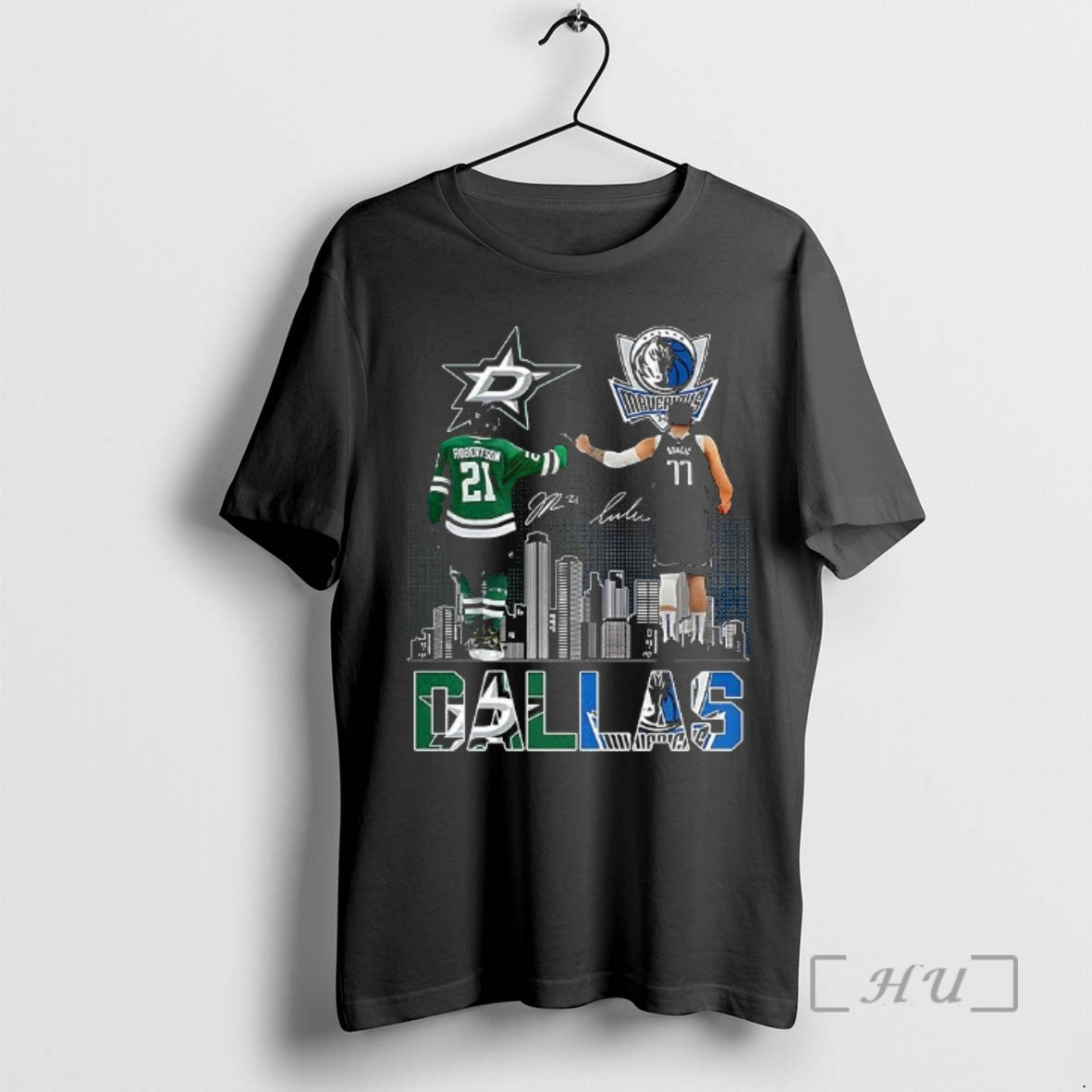 Officials Jason Robertson Dallas Stars Touch Hand Luka Doncic Dallas Mavericks 2025 Signature Premium T-Shirts, Hoodie,...
