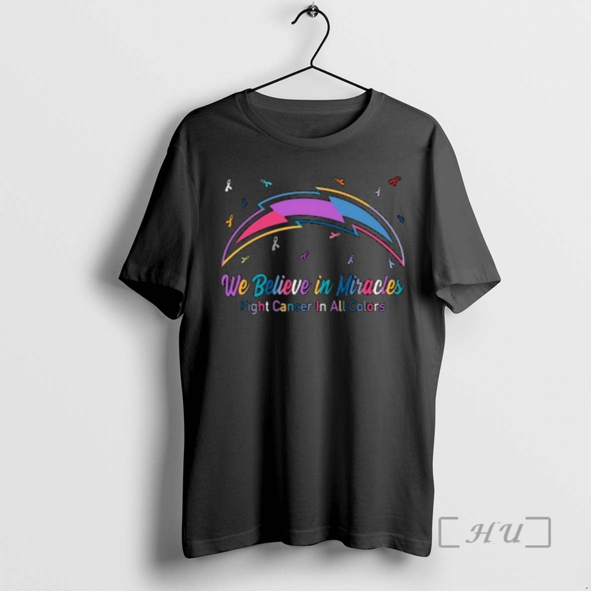 Officials Los Angeles Chargers We Believe In Miracles Fight Cancer In All Colors Premium T-Shirts, Hoodie, Sweatshirt