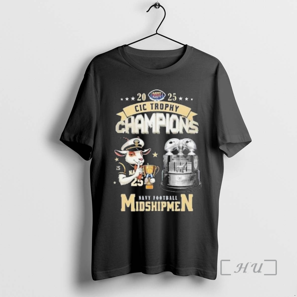 Officials Navy Midshipmen Football 2025 Cic Trophy Champions Mascot Circle Black Premium T Shirts Sweater Hoodie, Sweatshirt