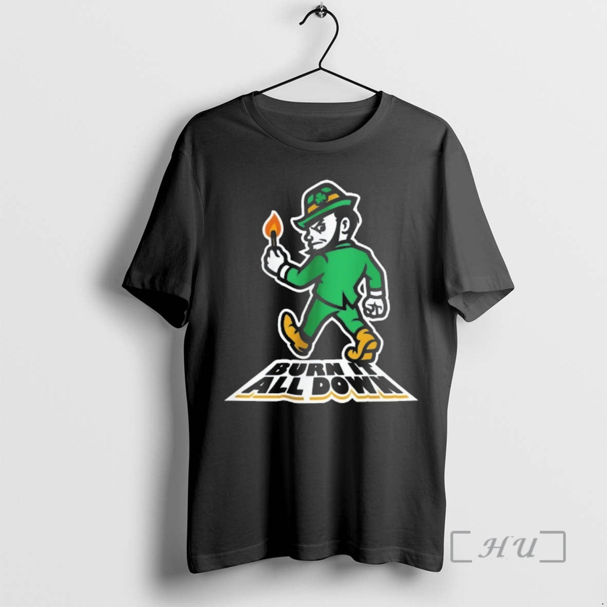 Officials Notre Dame Fighting Irish Burn It All Down Mascot T-Shirts, Hoodie, Sweatshirt | CiraTrend.com