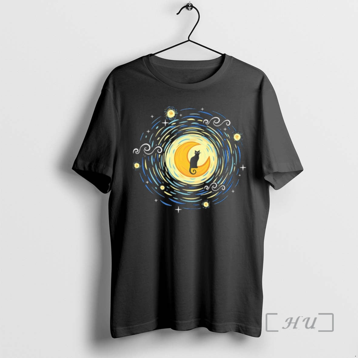 Officials Starry Moon Cat Art T-Shirts, Hoodie, Sweatshirt | CiraTrend.com